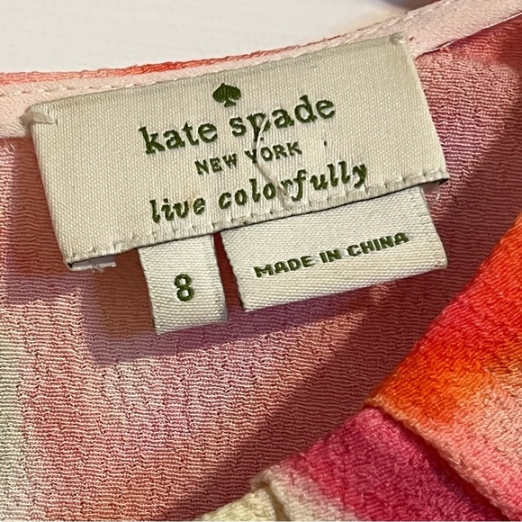 #160 KATE SPADE TULIP WATERCOLOR TIE DYE PELUM BLOUSE SIZE 8 - Picture 8 of 9